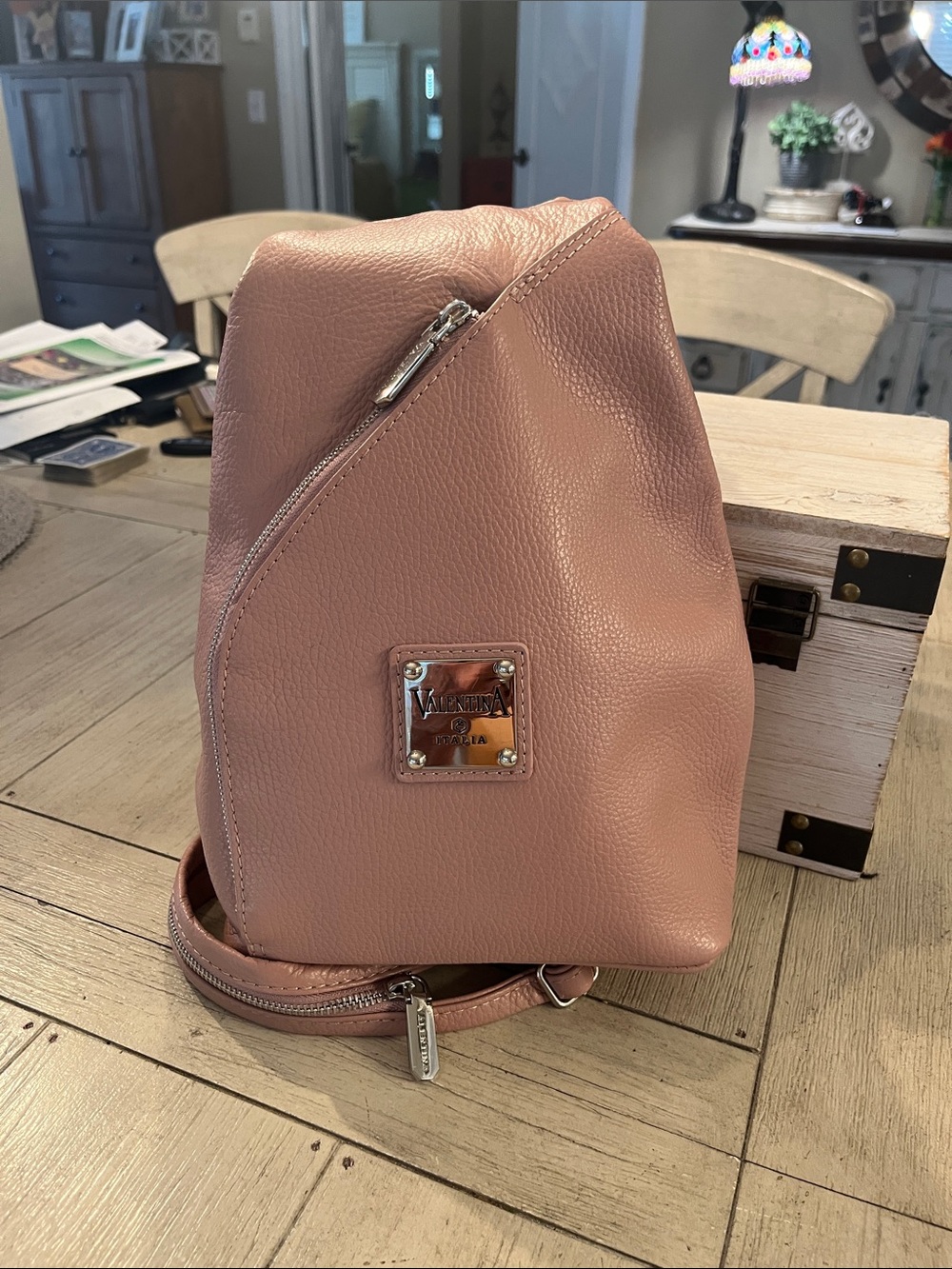 Valentina Blush Pink Leather Crossbody Sling Bag